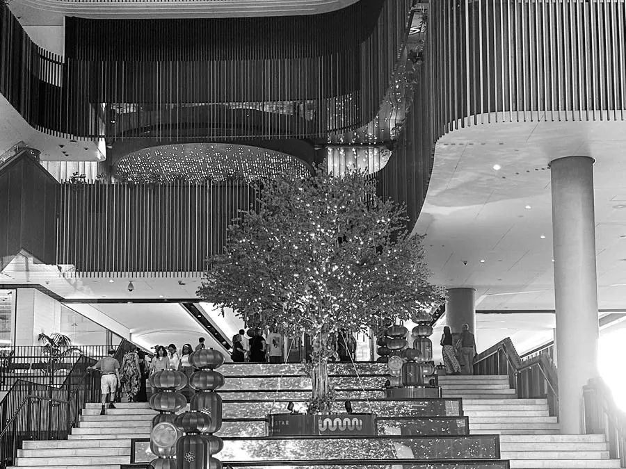 Feature staircase and lighting display in a Brisbane precinct